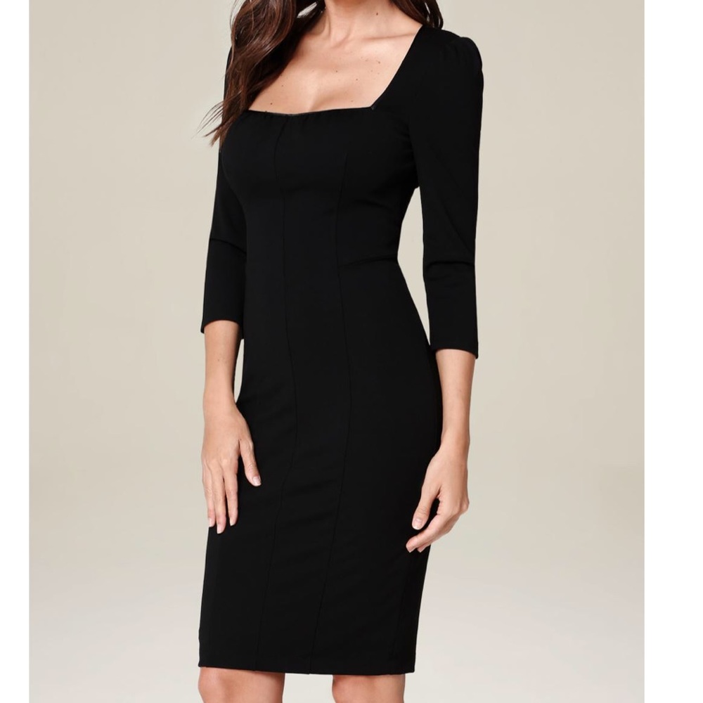 Bebe Reyna Square Neck sexy black dress